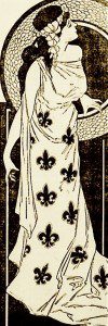 Dame avec robe de fleurs de lys